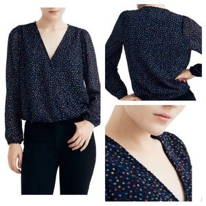 NWT Madewell Sequin Print Wrap Top